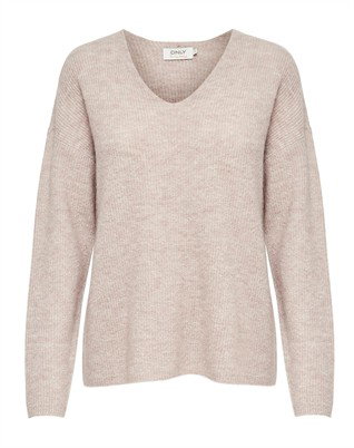 Only - Camilla V-Neck Strik - Pumice Stone